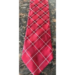 Stafford Tailored‎ Men's Necktie Tie Red Silver Thread Diamond Pattern Silk New